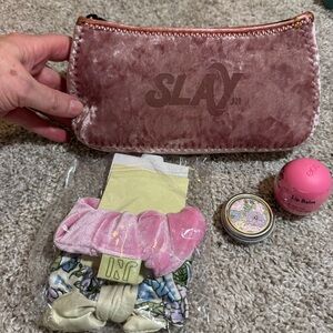Pink Velvet SLAY Pouch with Accessories